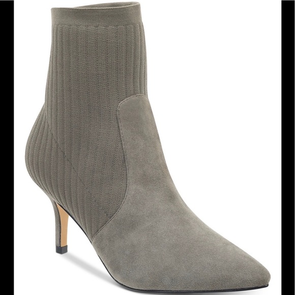 Marc Fisher Shoes - MARC FISHER SUEDE/KNIT ANKLE BOOTIE